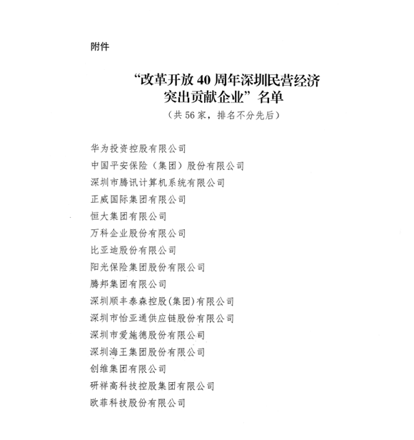 喜讯，尊龙凯时供应链荣获“改革开放40周年深圳民营经济突出贡献企业”称号  